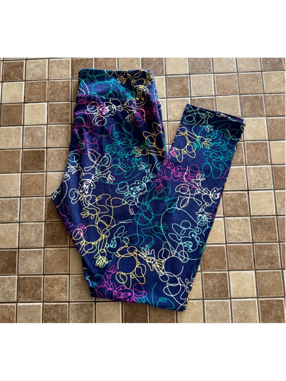 Women's LuLaRoe Leggings Size S Blue Multi-color Minnie Mouse Print